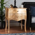 Baxton Studio Patrice Classic and Traditional Gold Finished Wood 2Drawer Nightstand 220-12548-ZORO